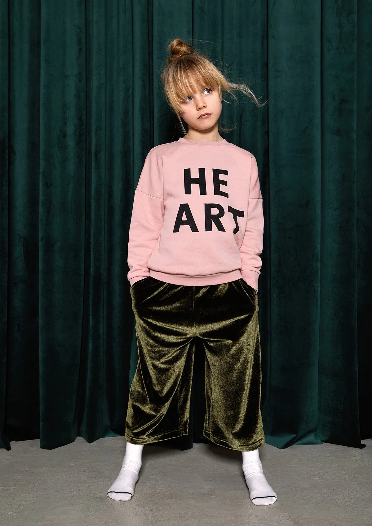 VELVET CROPPED PANTS - GREEN