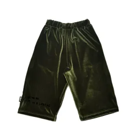 VELVET CROPPED PANTS - GREEN