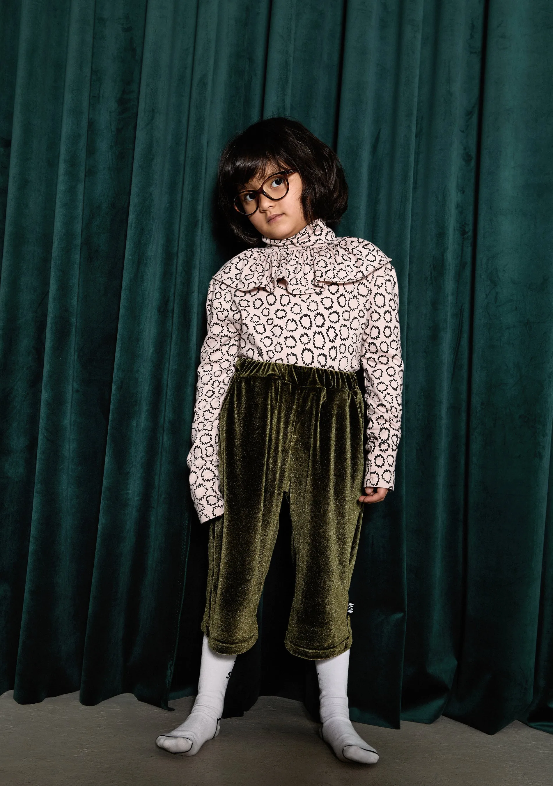 VELVET CROPPED PANTS - GREEN