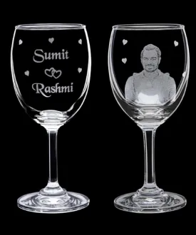 Wine Glass with full wrap Engraving