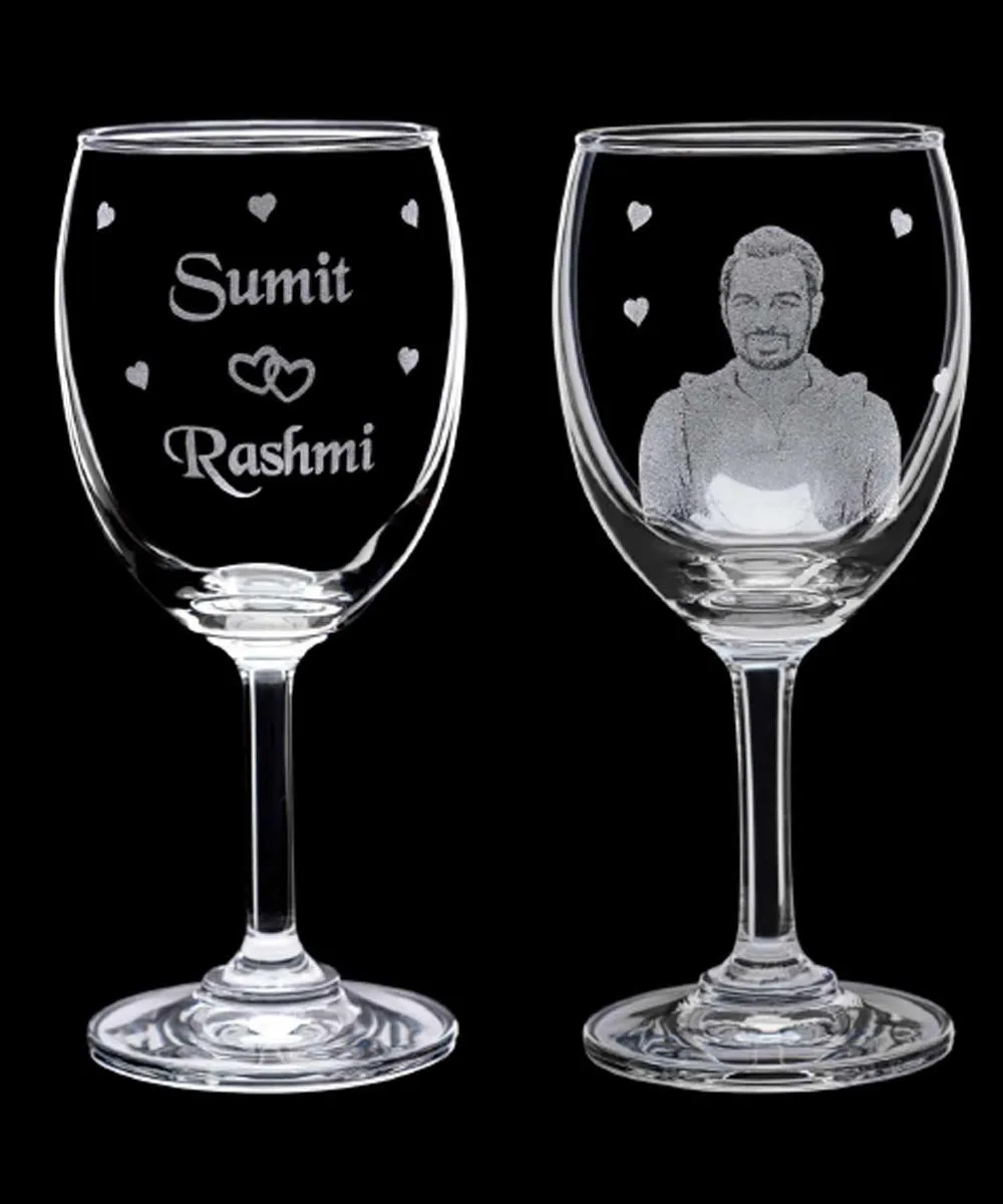 Wine Glass with full wrap Engraving