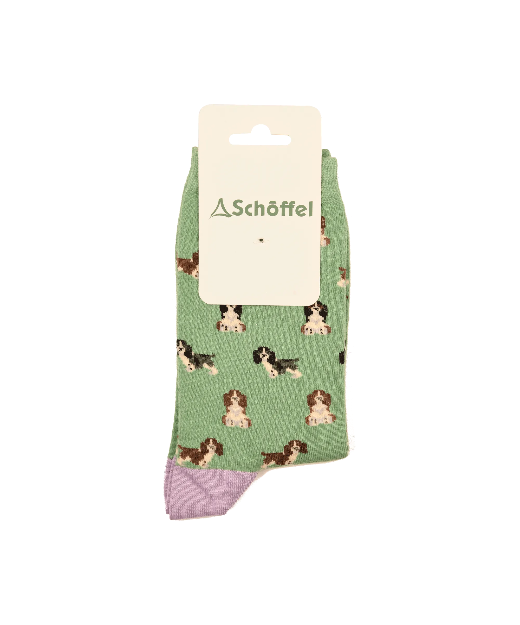 Women's Cotton Socks - Green Spaniel